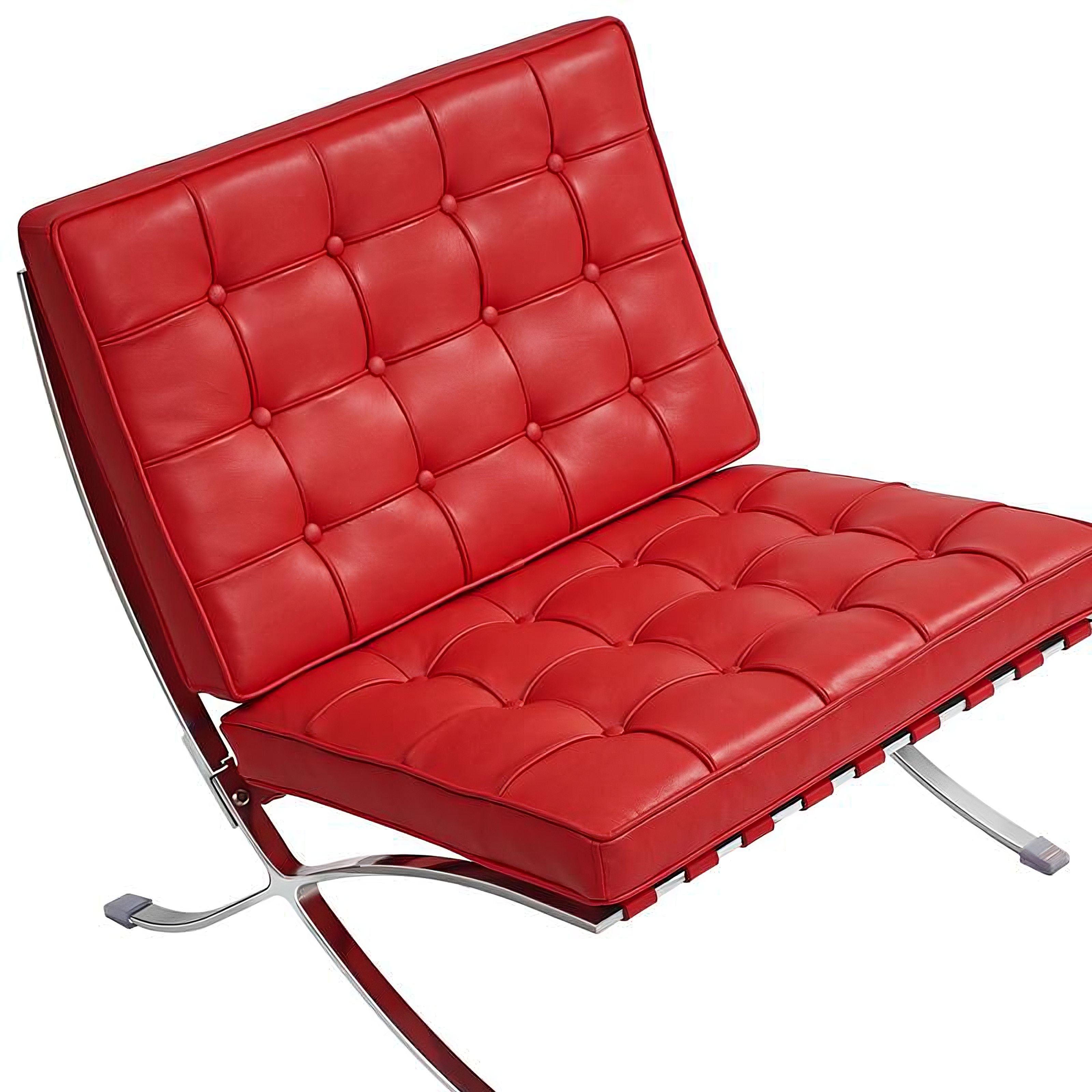 Ludwig Mies van der Rohe Barcelona Pavilion Chair, Full-Grain Leather and Steel