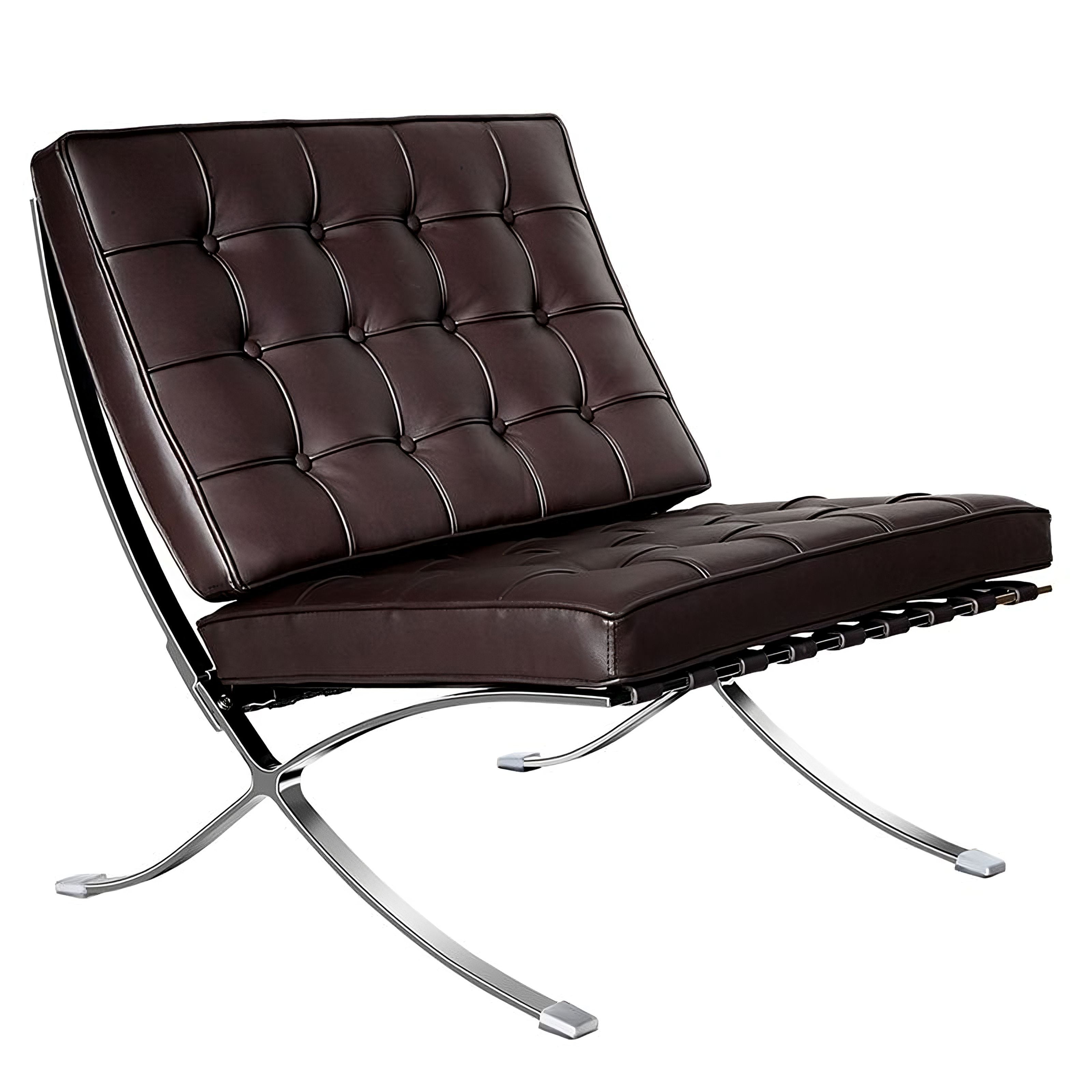 Ludwig Mies van der Rohe Barcelona Pavilion Chair, Full-Grain Leather and Steel