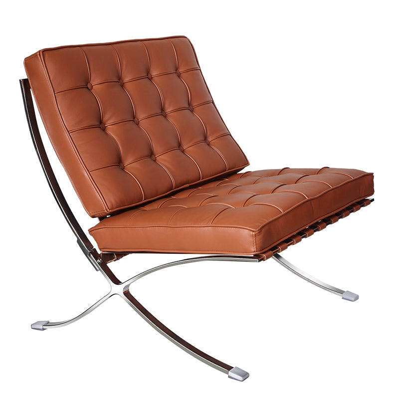 Ludwig Mies van der Rohe Barcelona Pavilion Chair, Full-Grain Leather and Steel