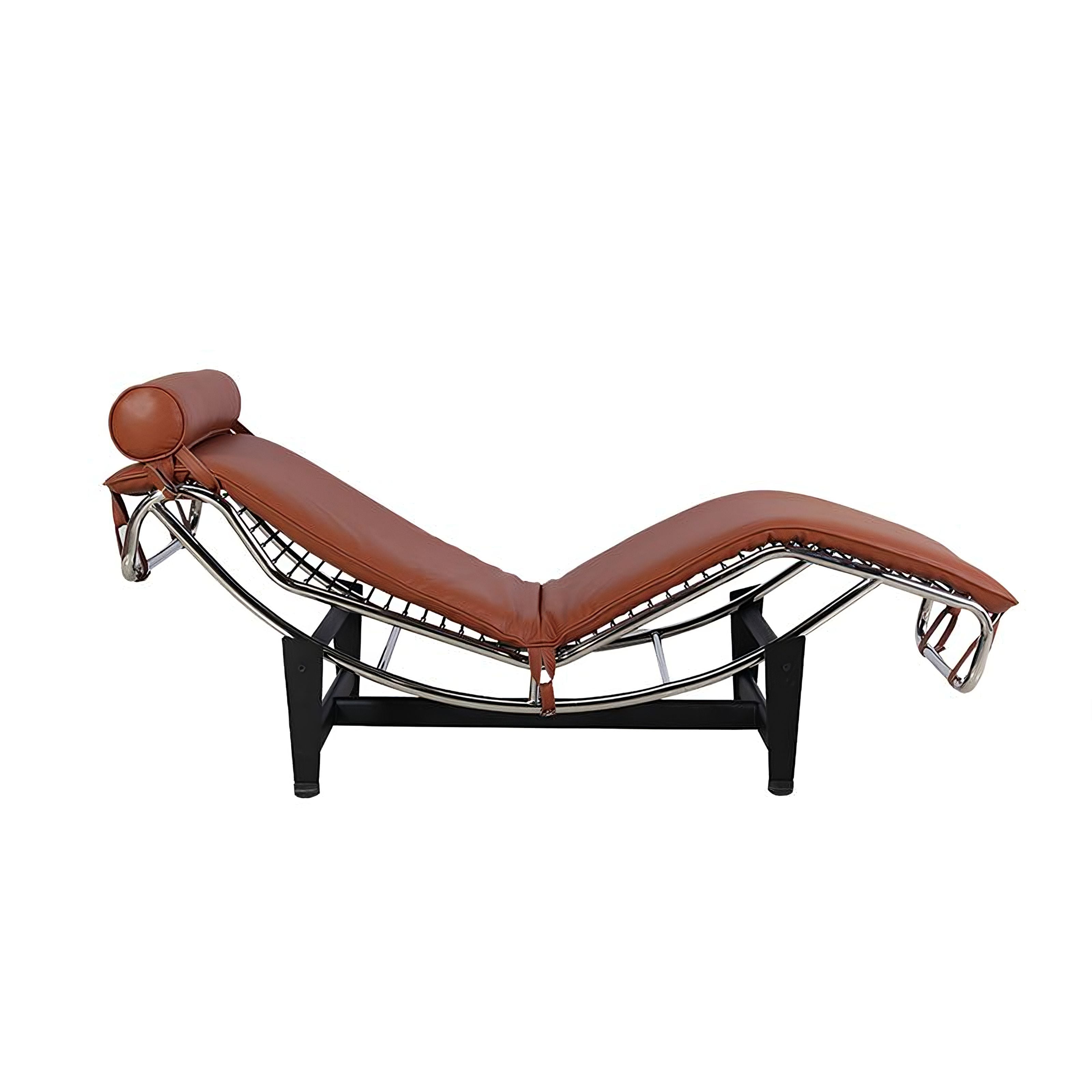 Le Corbusier LC4 Chaise Lounge Chair, Full-Grain Leather and Steel