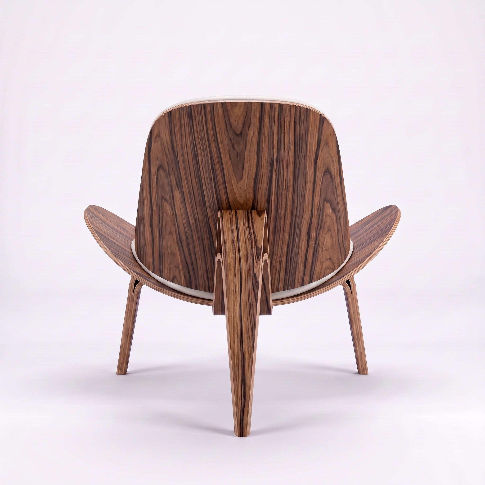 Shell Tripod Lounge Chair in Full-Grain Leather and Veneer