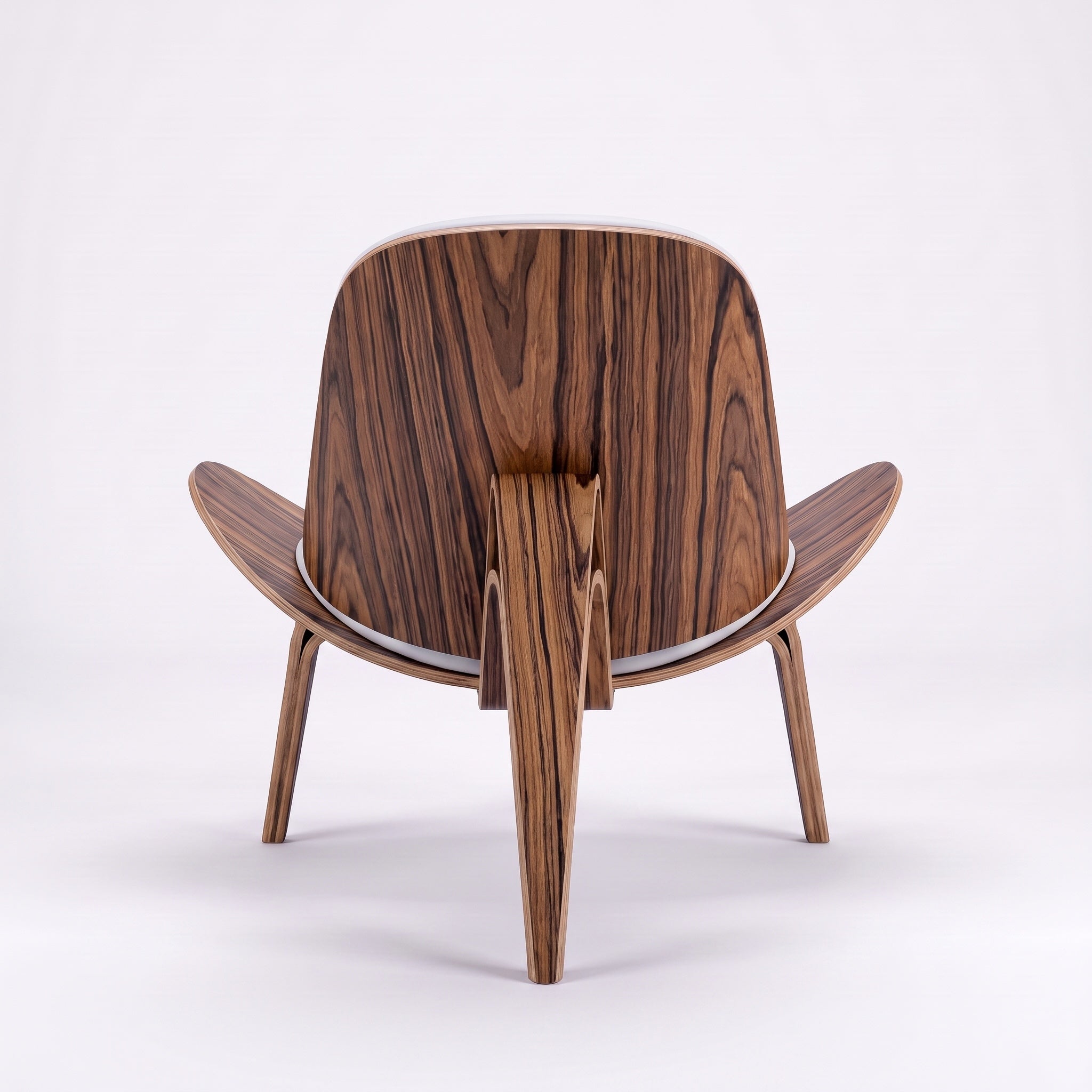Shell Tripod Lounge Chair in Full-Grain Leather and Veneer