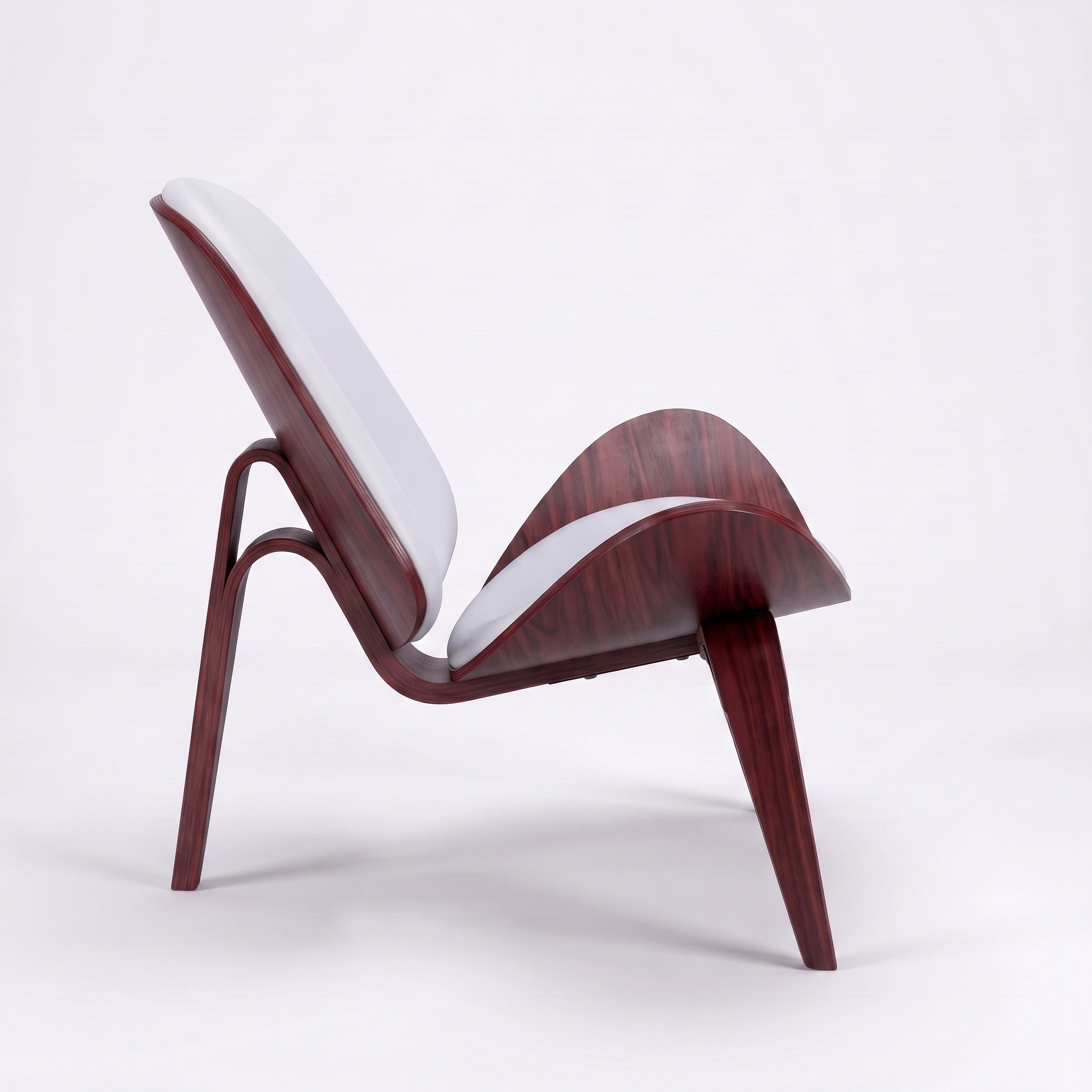 Shell Tripod Lounge Chair in Full-Grain Leather and Veneer