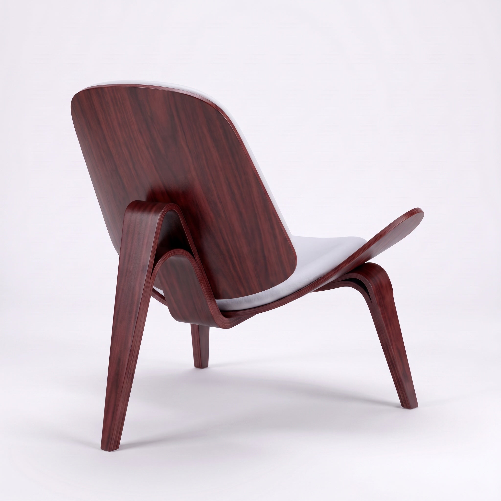 Shell Tripod Lounge Chair in Full-Grain Leather and Veneer