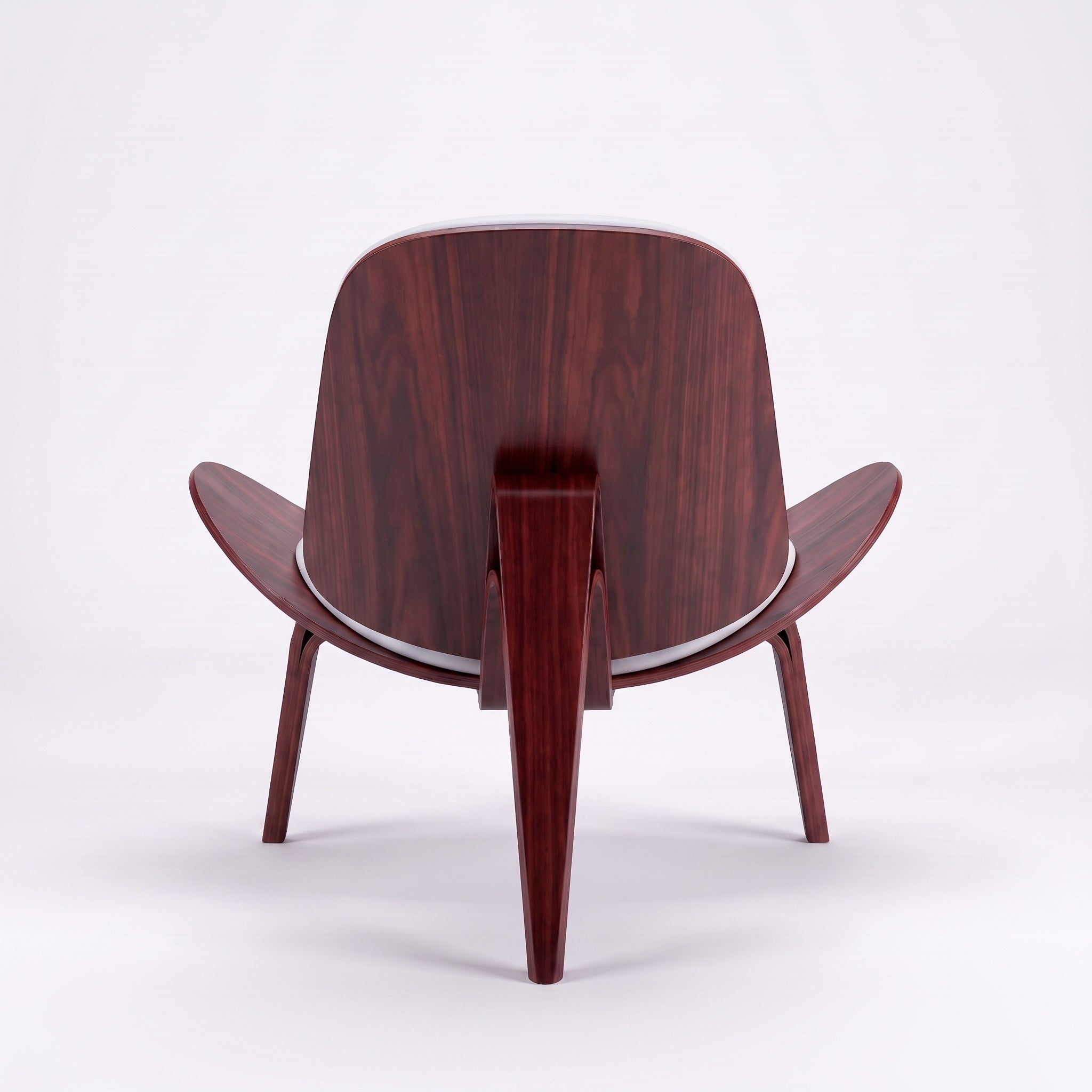 Shell Tripod Lounge Chair in Full-Grain Leather and Veneer