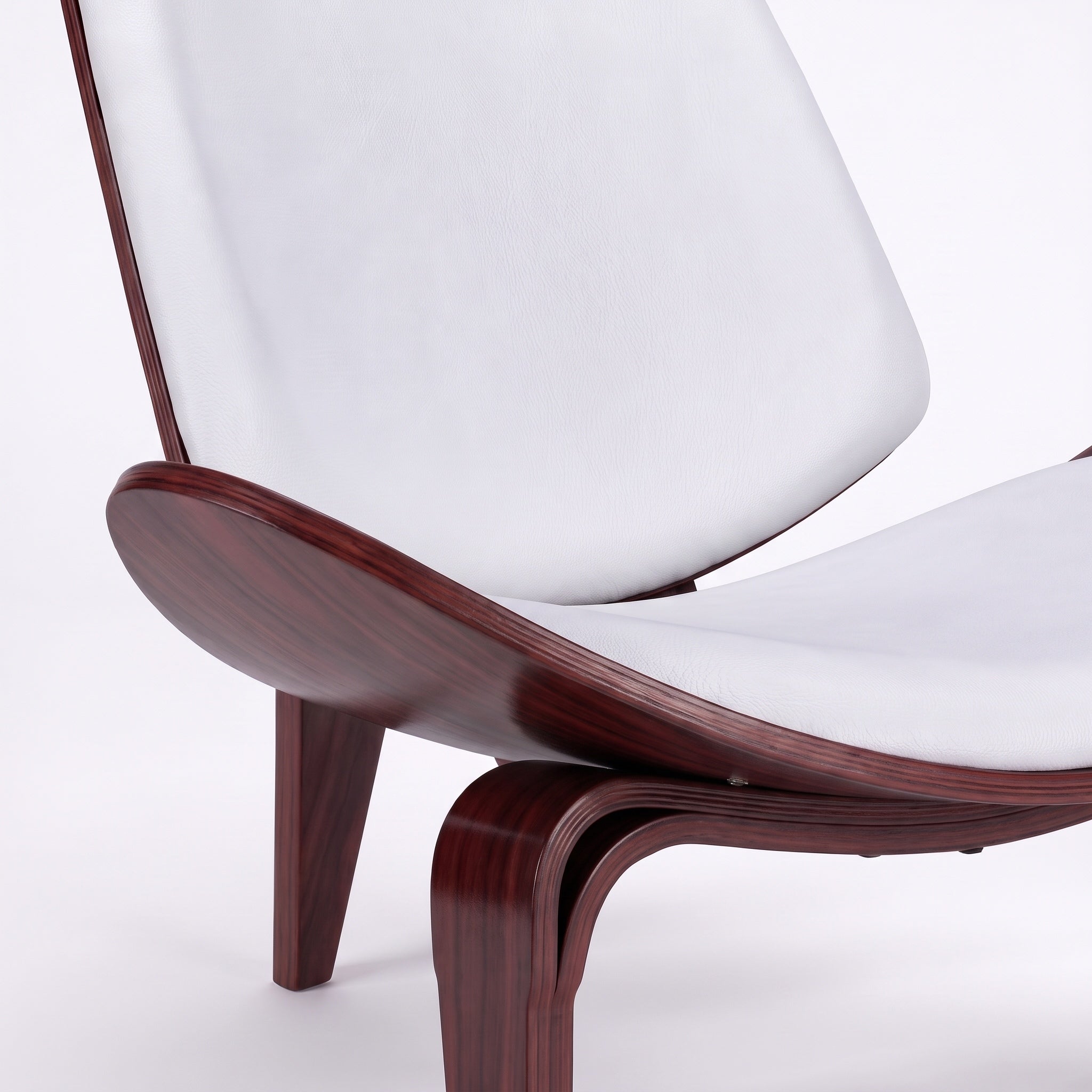 Shell Tripod Lounge Chair in Full-Grain Leather and Veneer