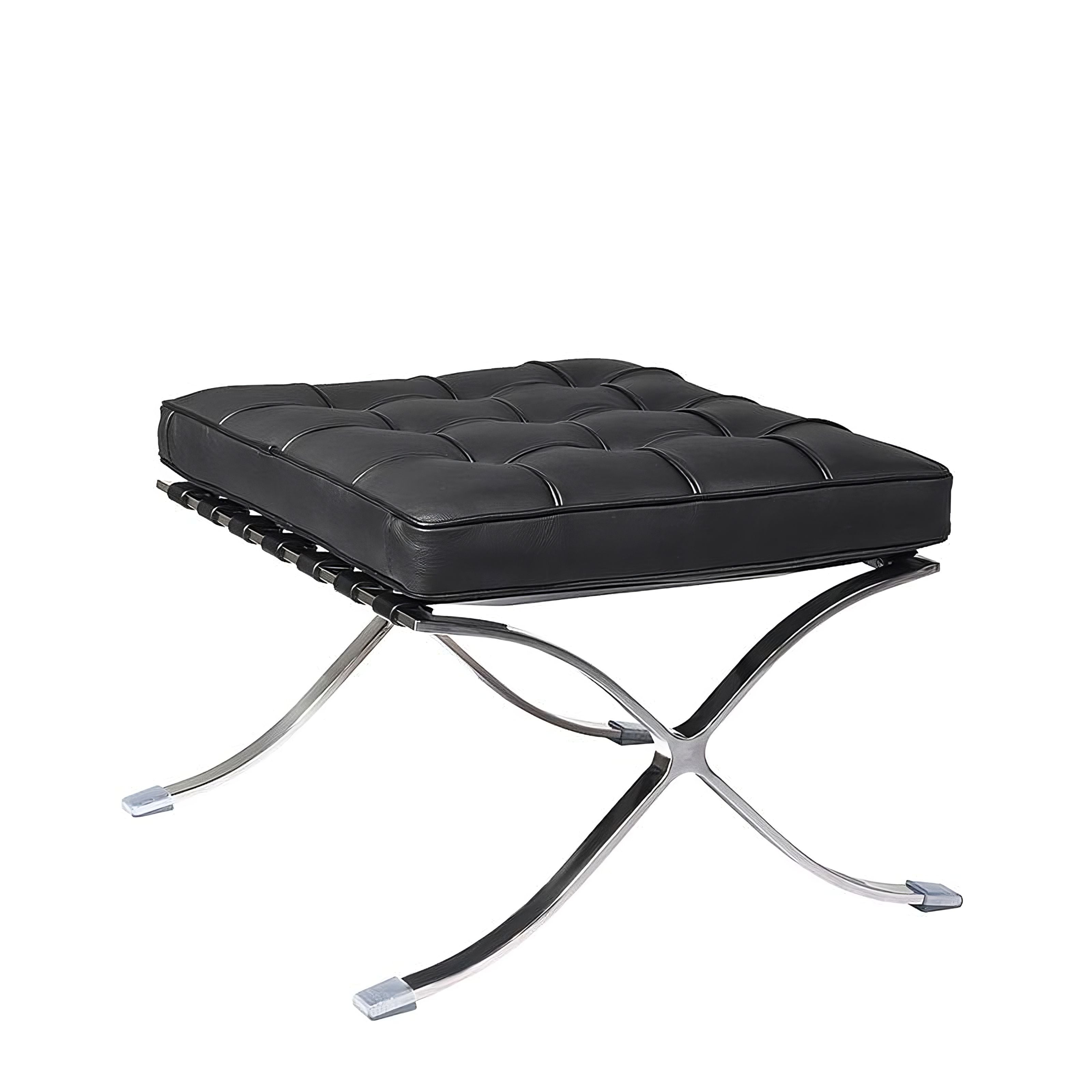 Ludwig Mies van der Rohe Barcelona Pavilion Chair and Ottoman, Full-Grain Leather and Steel