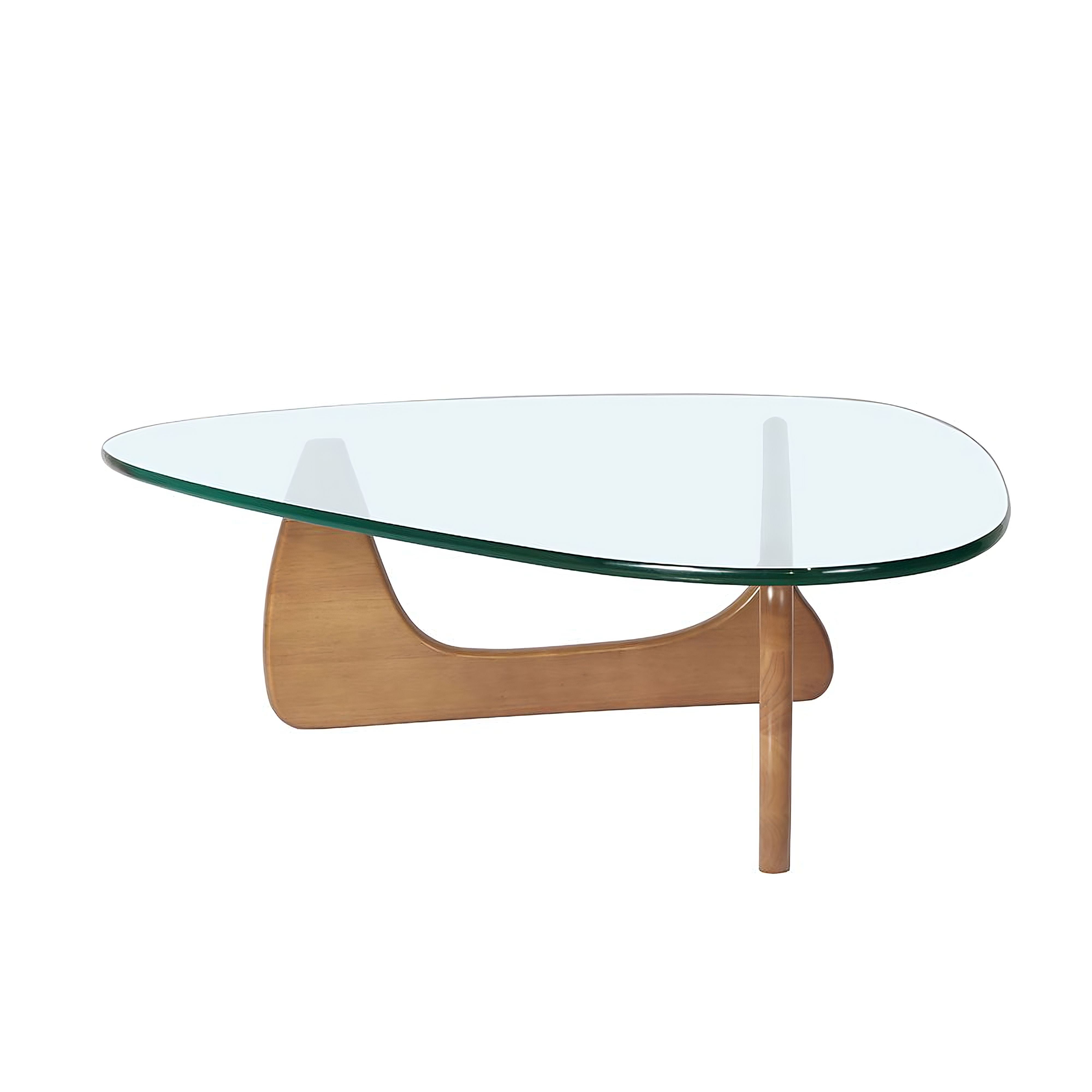 Innist sculptural coffee table in walnut, side angle view of biomorphic wooden base