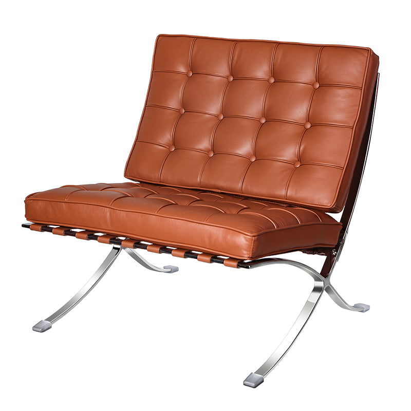Ludwig Mies van der Rohe Barcelona Pavilion Chair, Full-Grain Leather and Steel