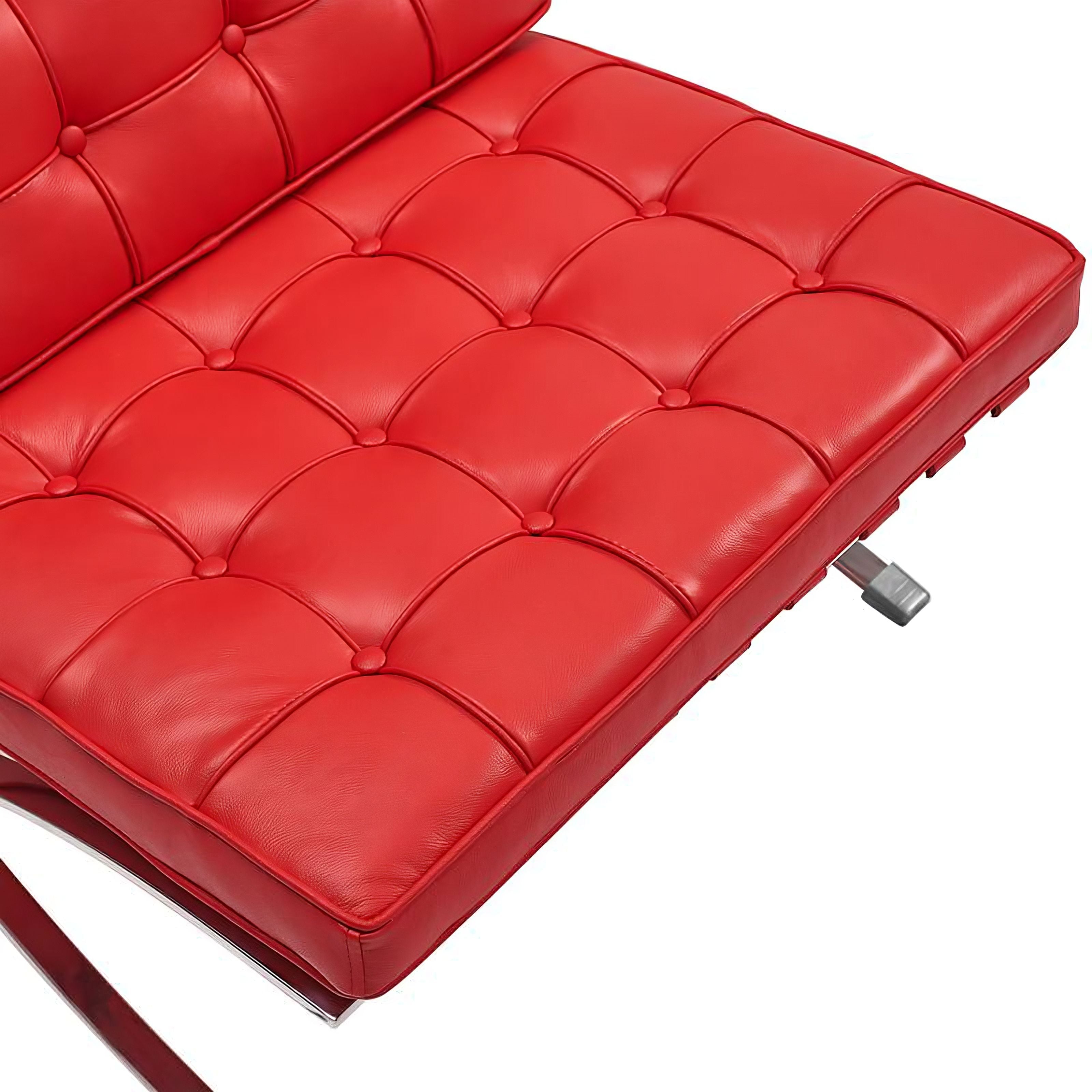 Ludwig Mies van der Rohe Barcelona Pavilion Chair and Ottoman, Full-Grain Leather and Steel