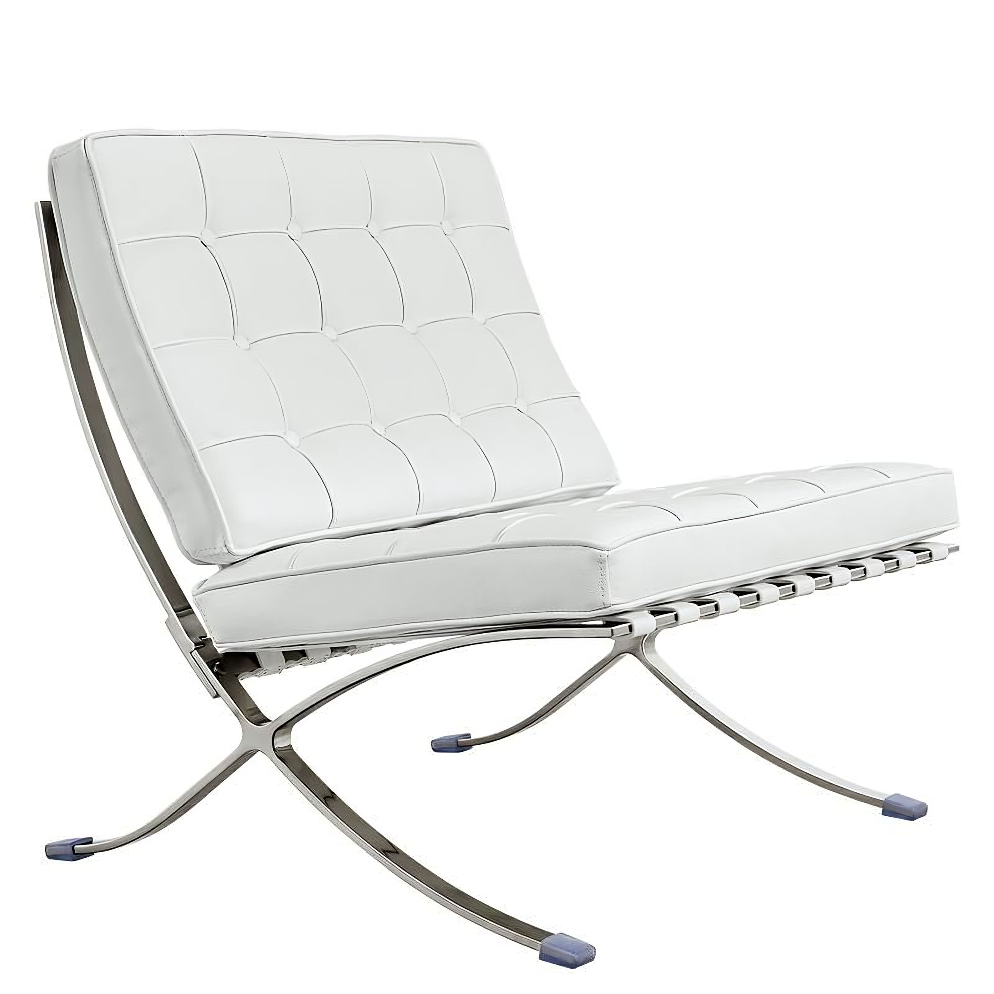 Ludwig Mies van der Rohe Barcelona Pavilion Chair and Ottoman, Full-Grain Leather and Steel