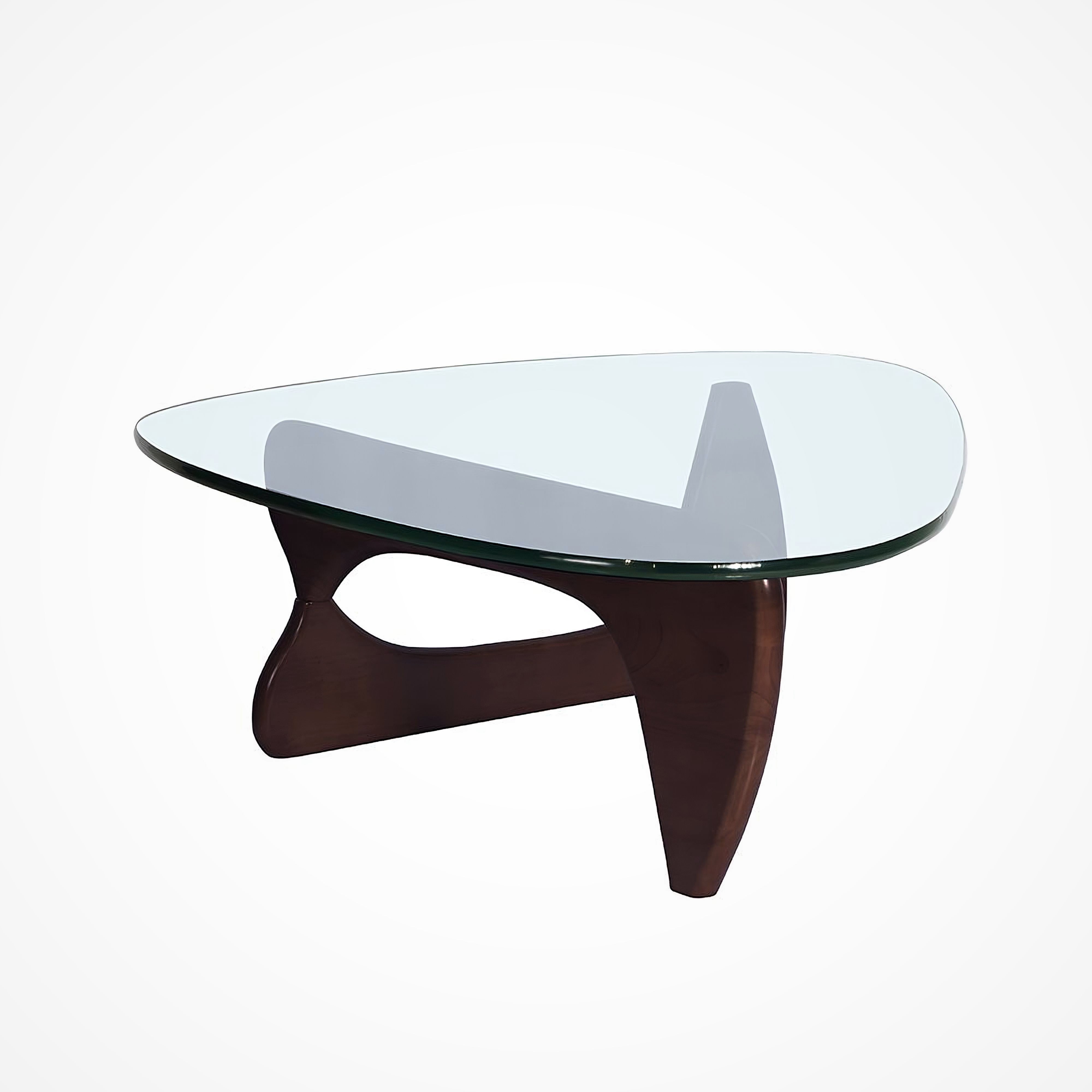 Mid-Century Sculptural Coffee Table, Wood and Tempered Glass