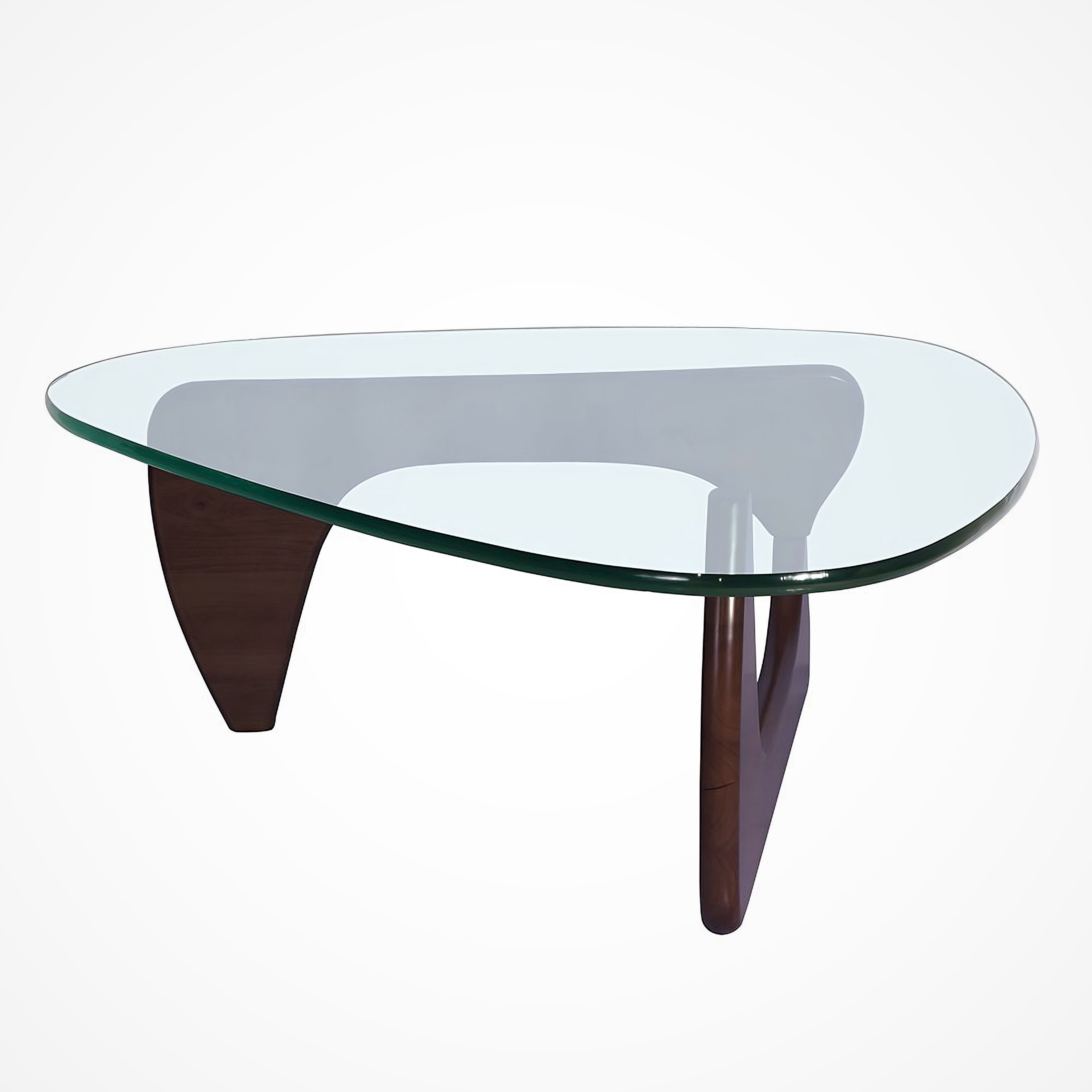Mid-Century Sculptural Coffee Table, Wood and Tempered Glass