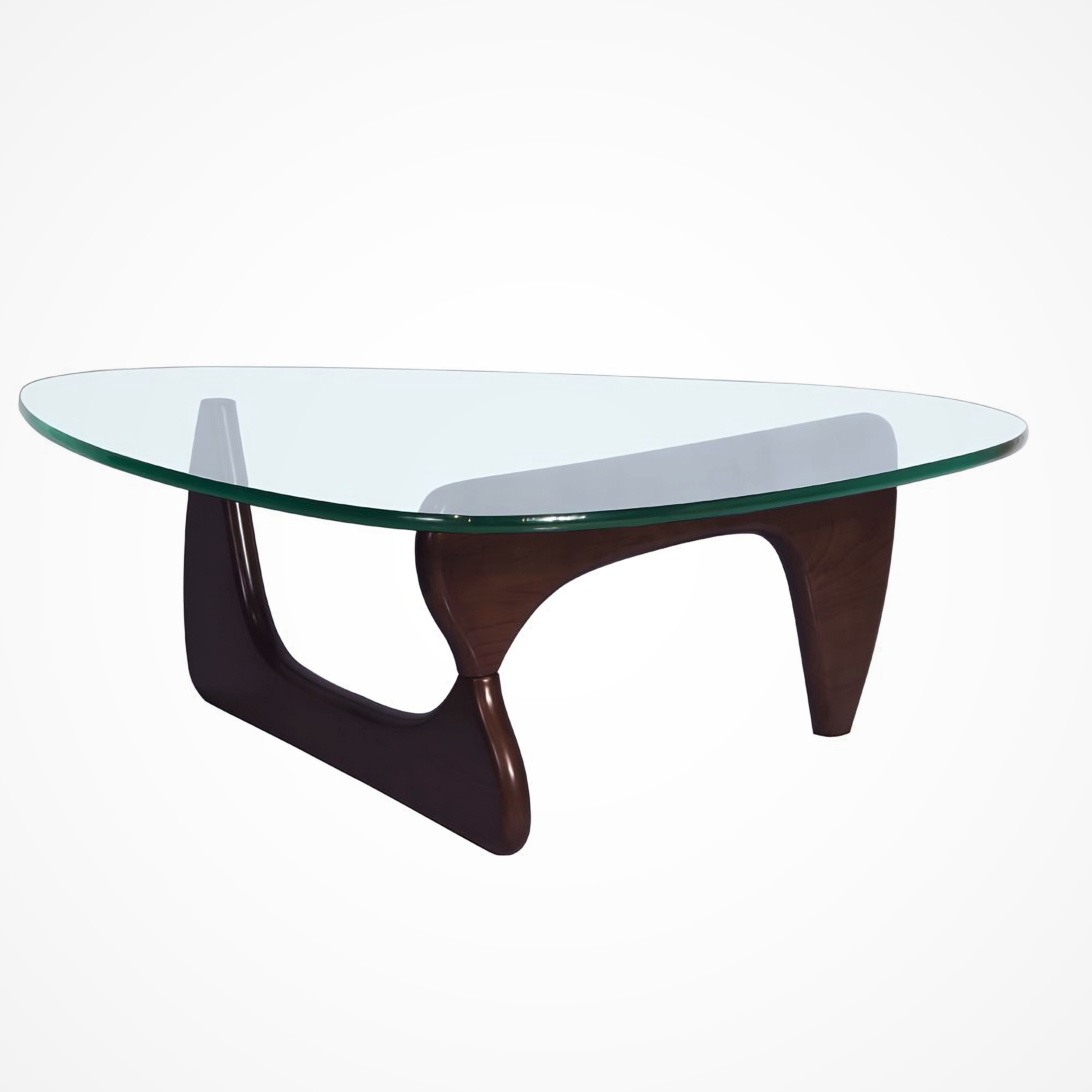 Mid-Century Sculptural Coffee Table, Wood and Tempered Glass