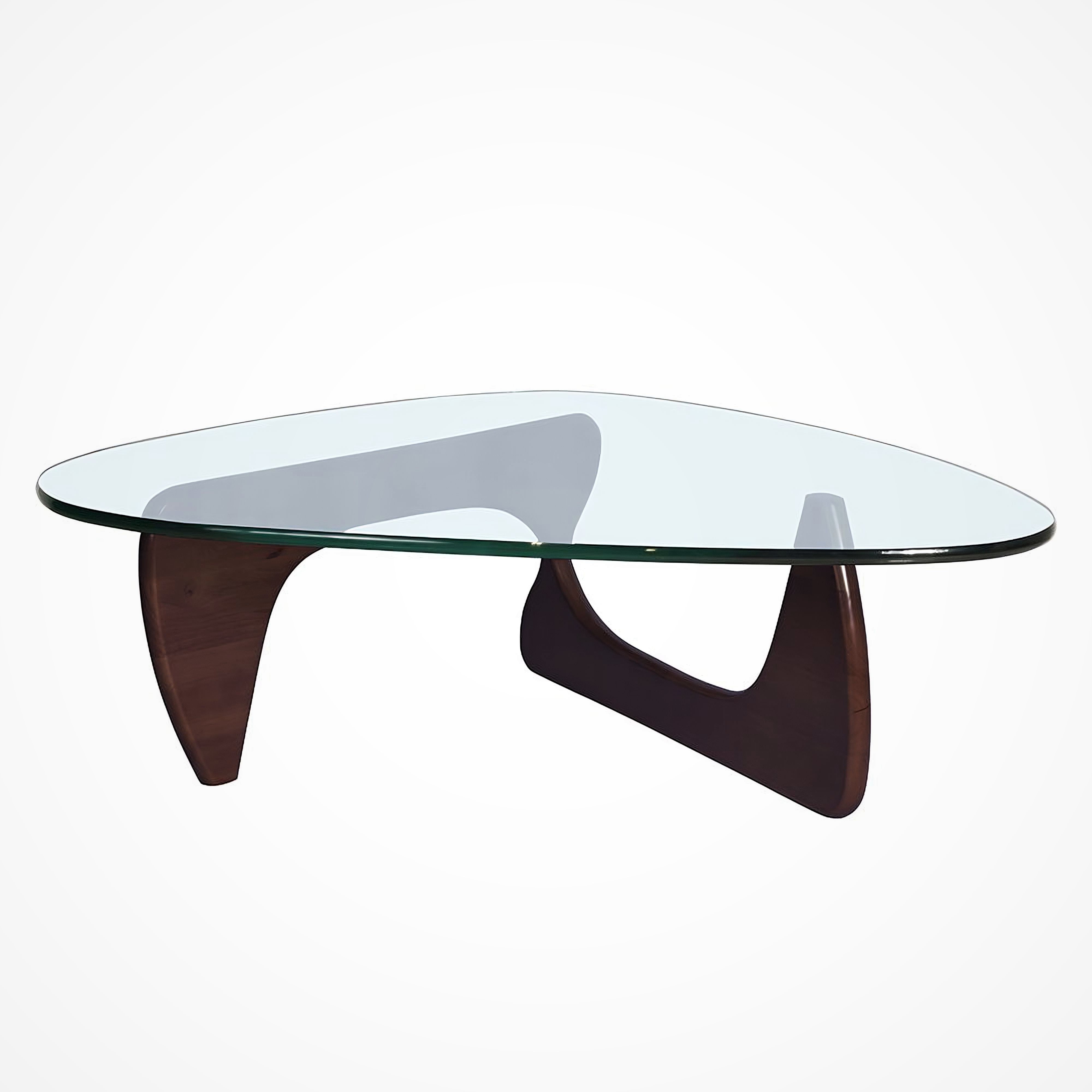 Mid-Century Sculptural Coffee Table, Wood and Tempered Glass