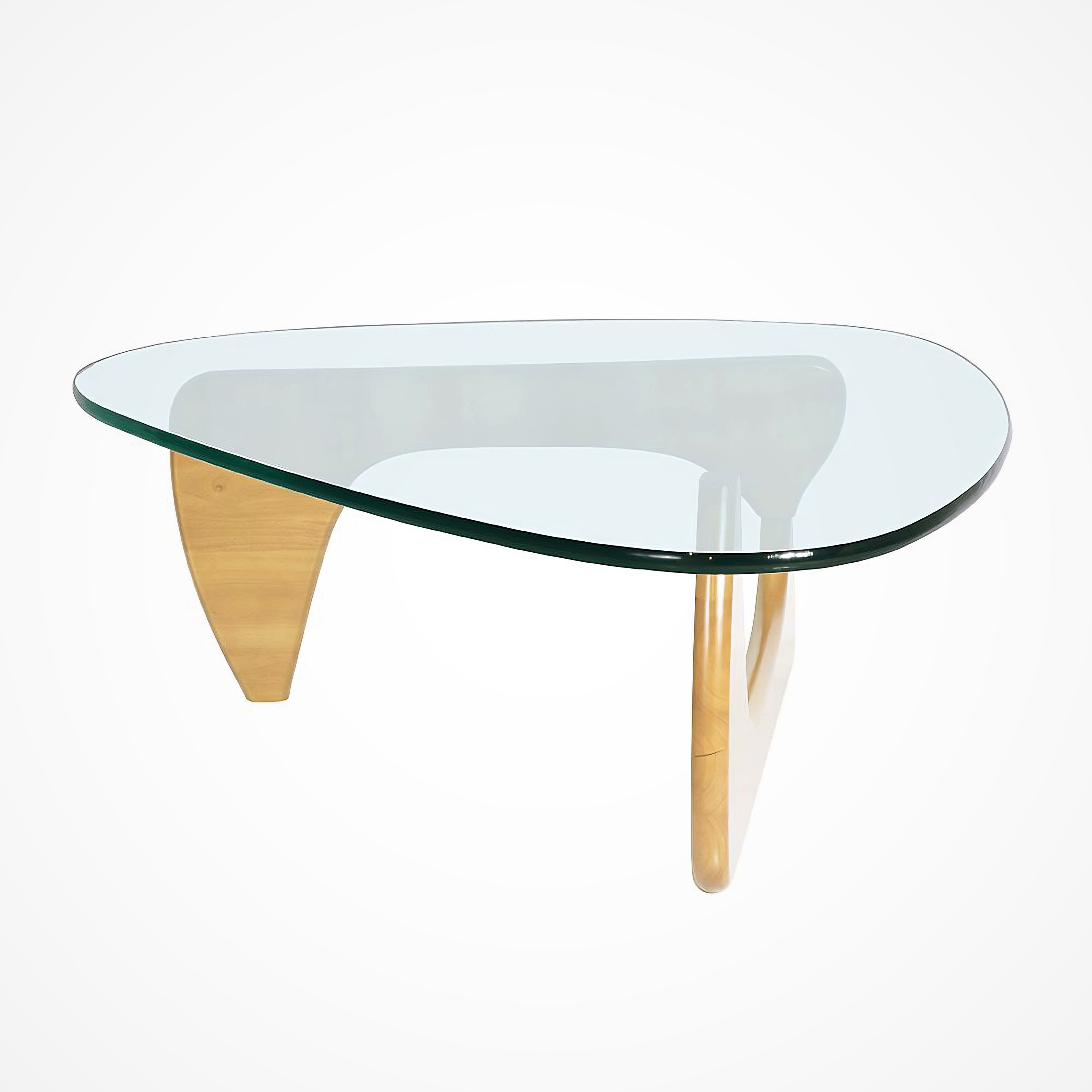 Mid-Century Sculptural Coffee Table, Wood and Tempered Glass