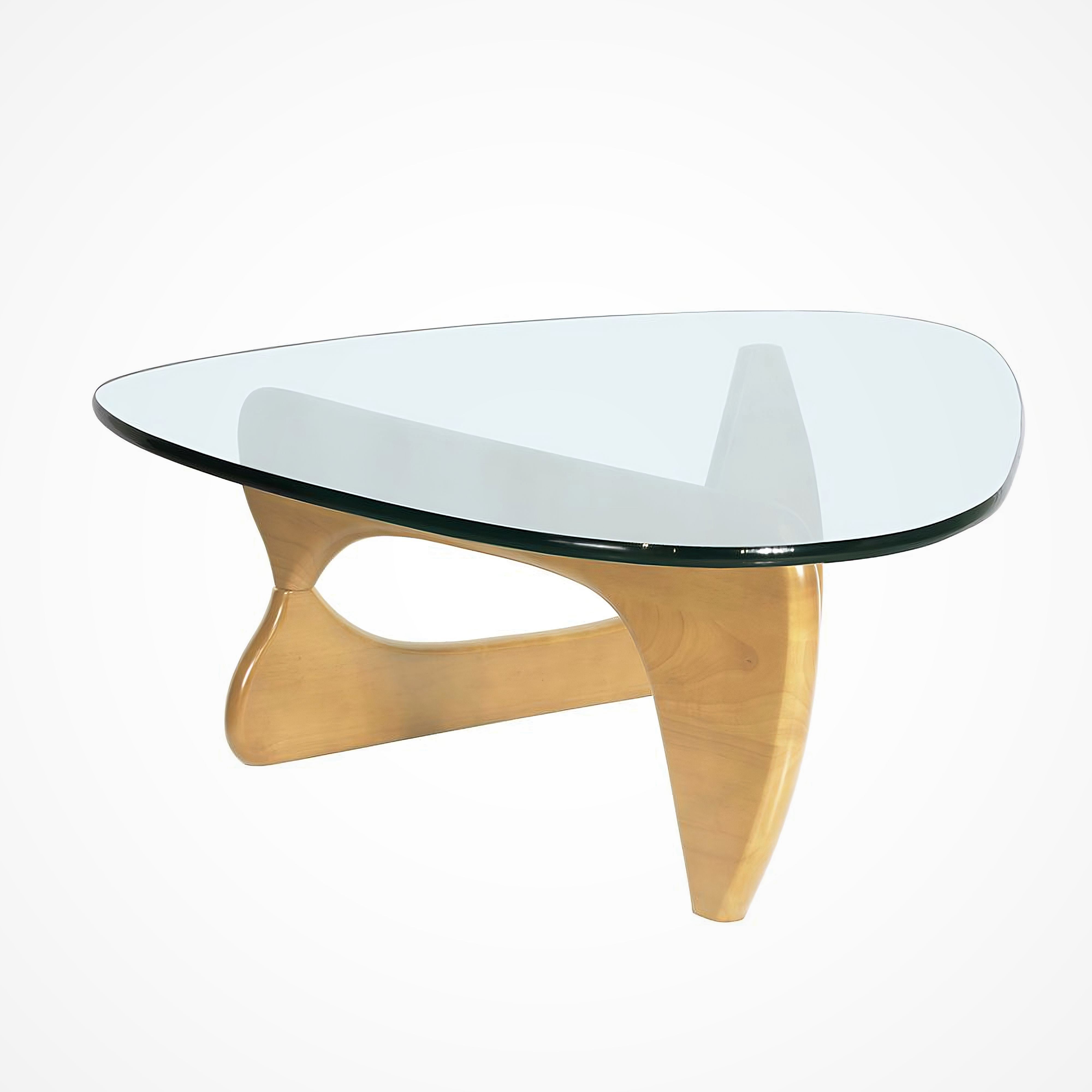 Innist sculptural coffee table in light ash, alternate view of biomorphic light wood design