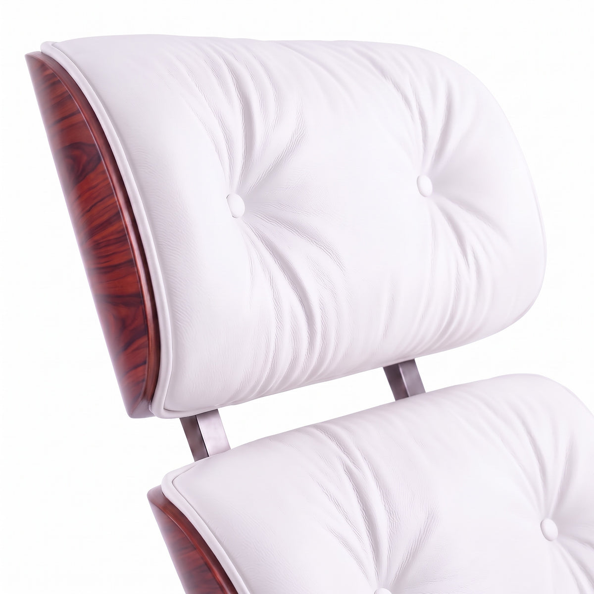 Mid-Century Lounge Chair & Ottoman in Full-Grain Leather, Aluminum, and Veneer