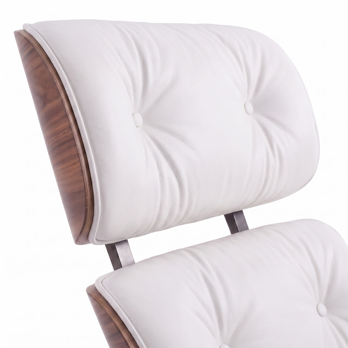 Mid-Century Lounge Chair & Ottoman in Full-Grain Leather, Aluminum, and Veneer