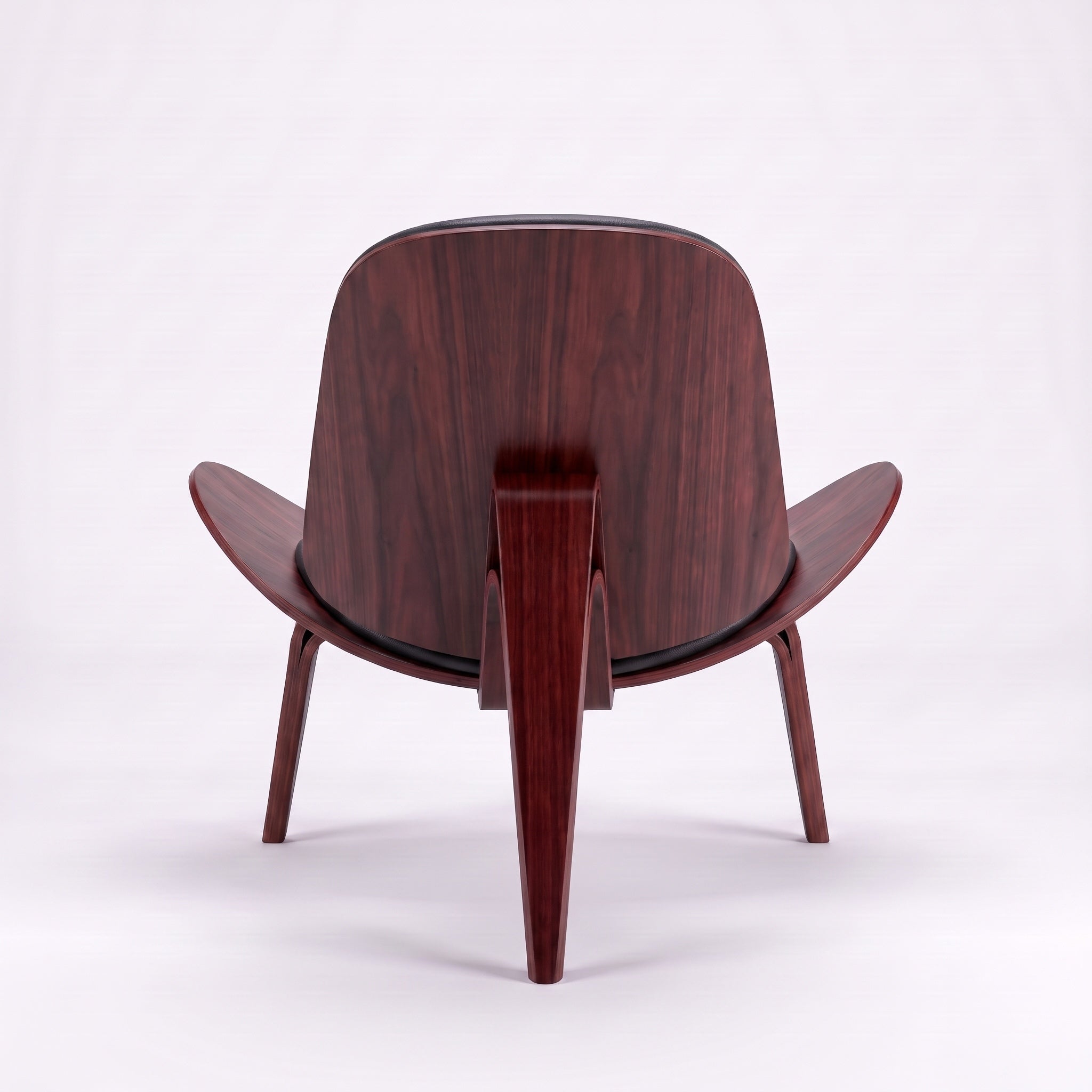 Shell Tripod Lounge Chair in Full-Grain Leather and Veneer