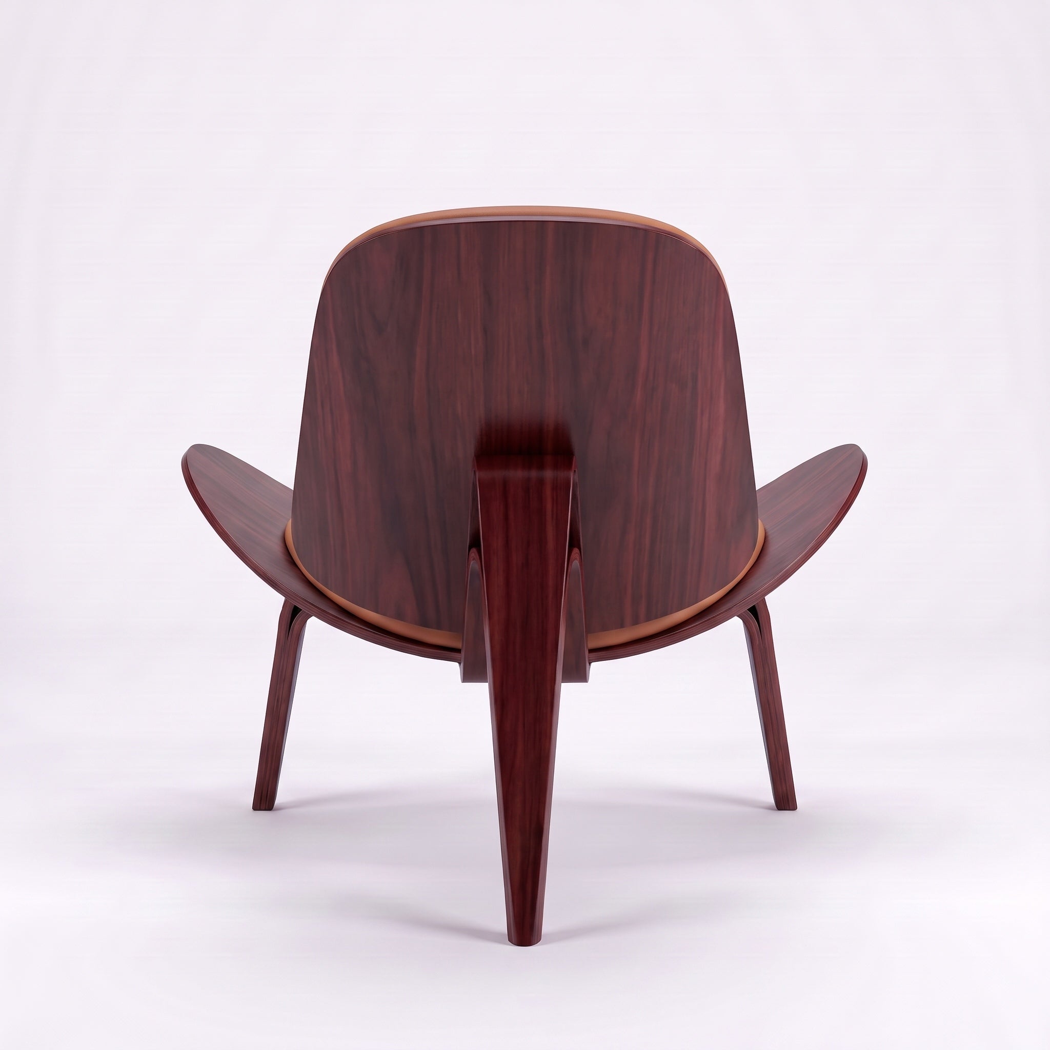 Shell Tripod Lounge Chair in Full-Grain Leather and Veneer