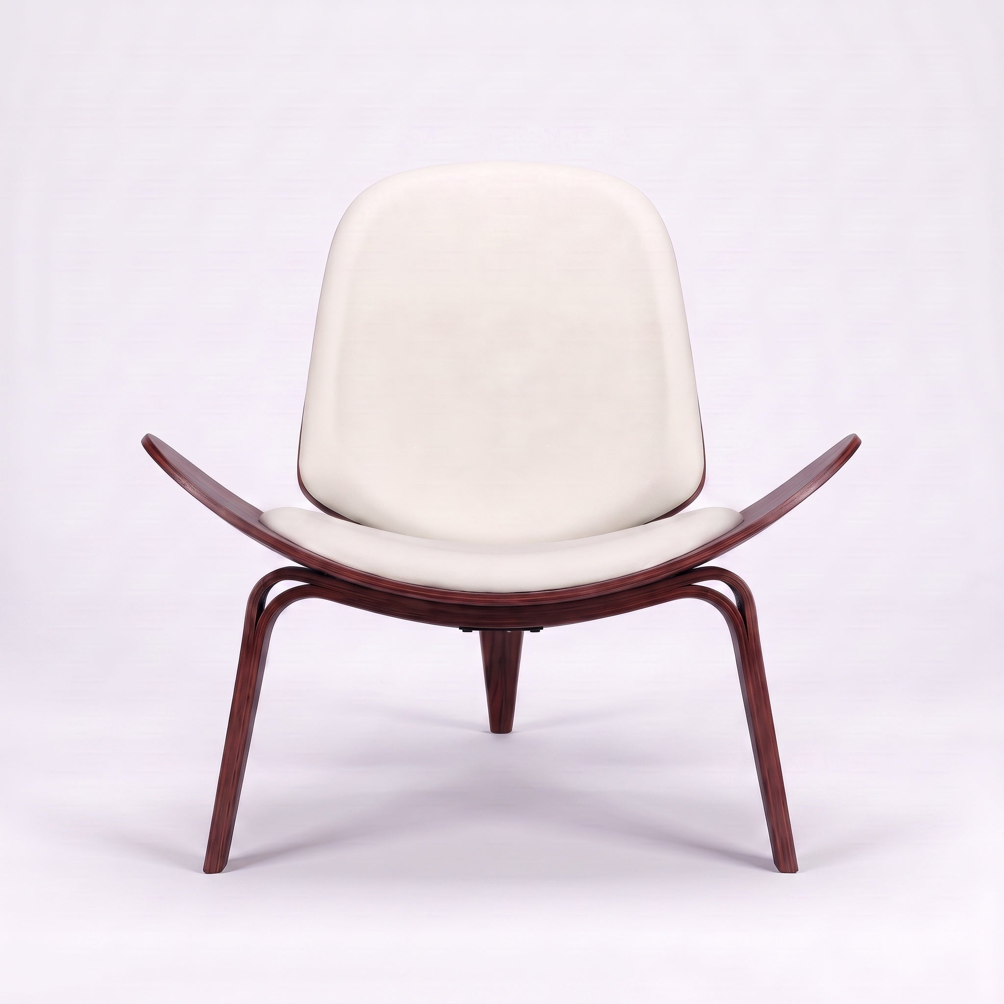 Shell Tripod Lounge Chair in Full-Grain Leather and Veneer