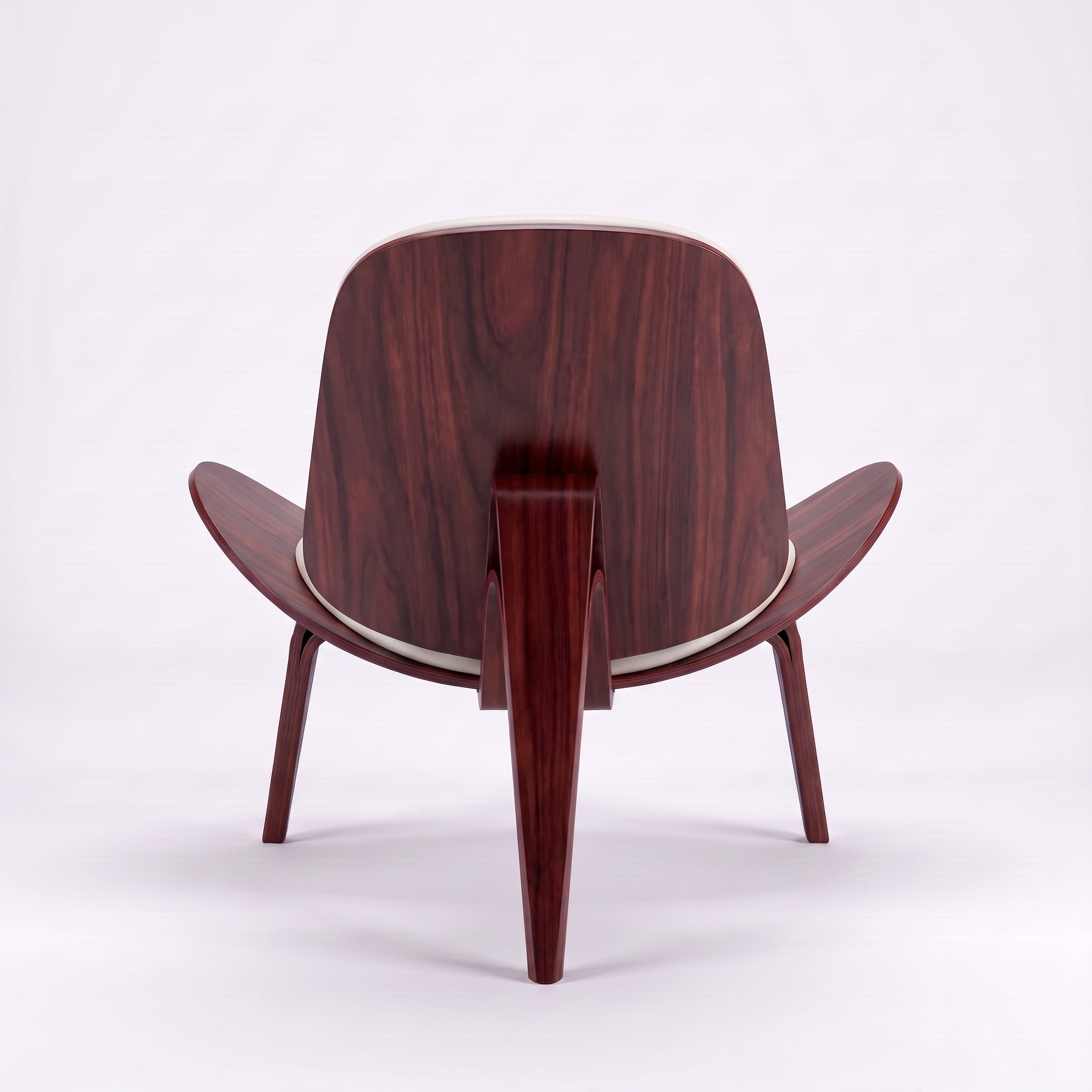 Shell Tripod Lounge Chair in Full-Grain Leather and Veneer
