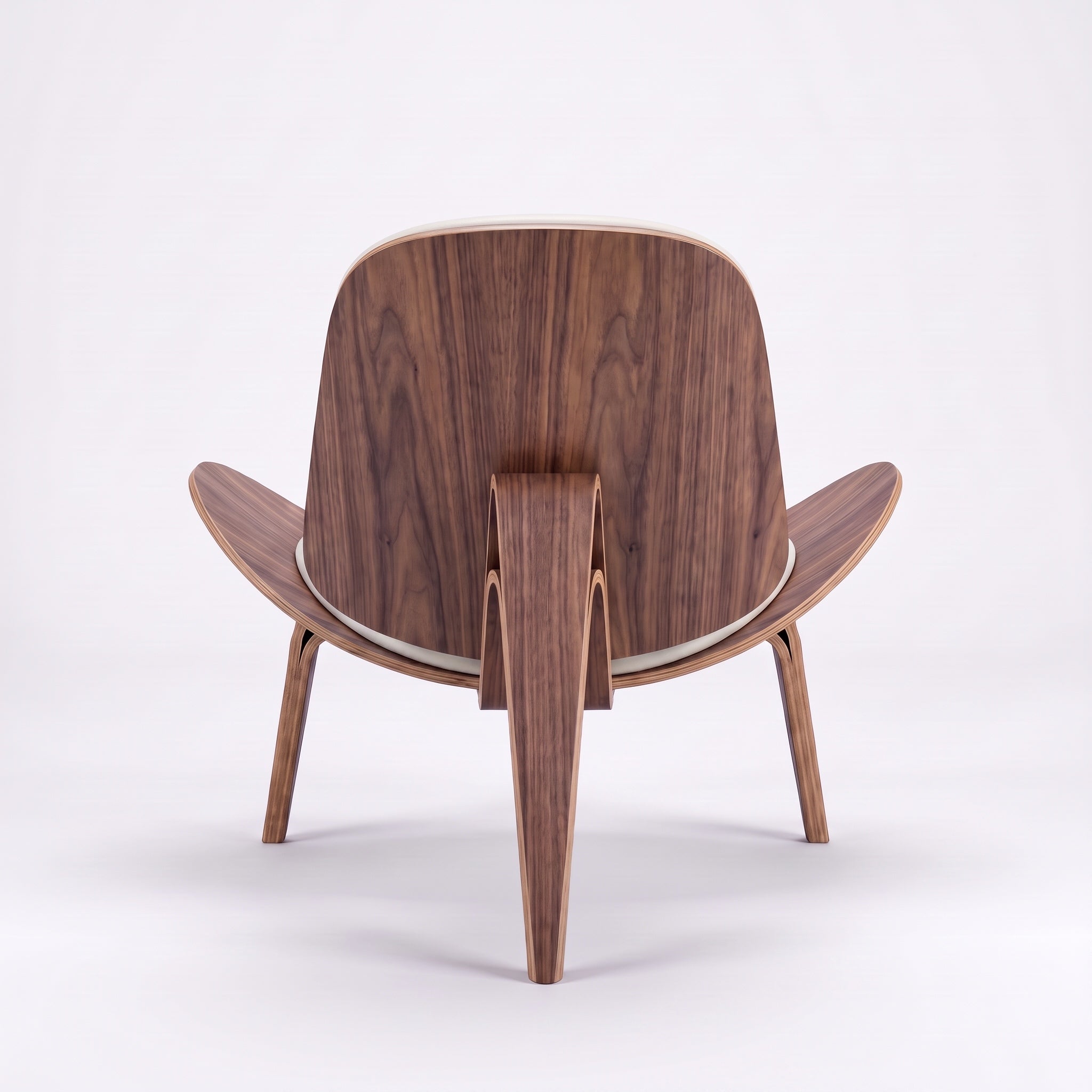 Shell Tripod Lounge Chair in Full-Grain Leather and Veneer