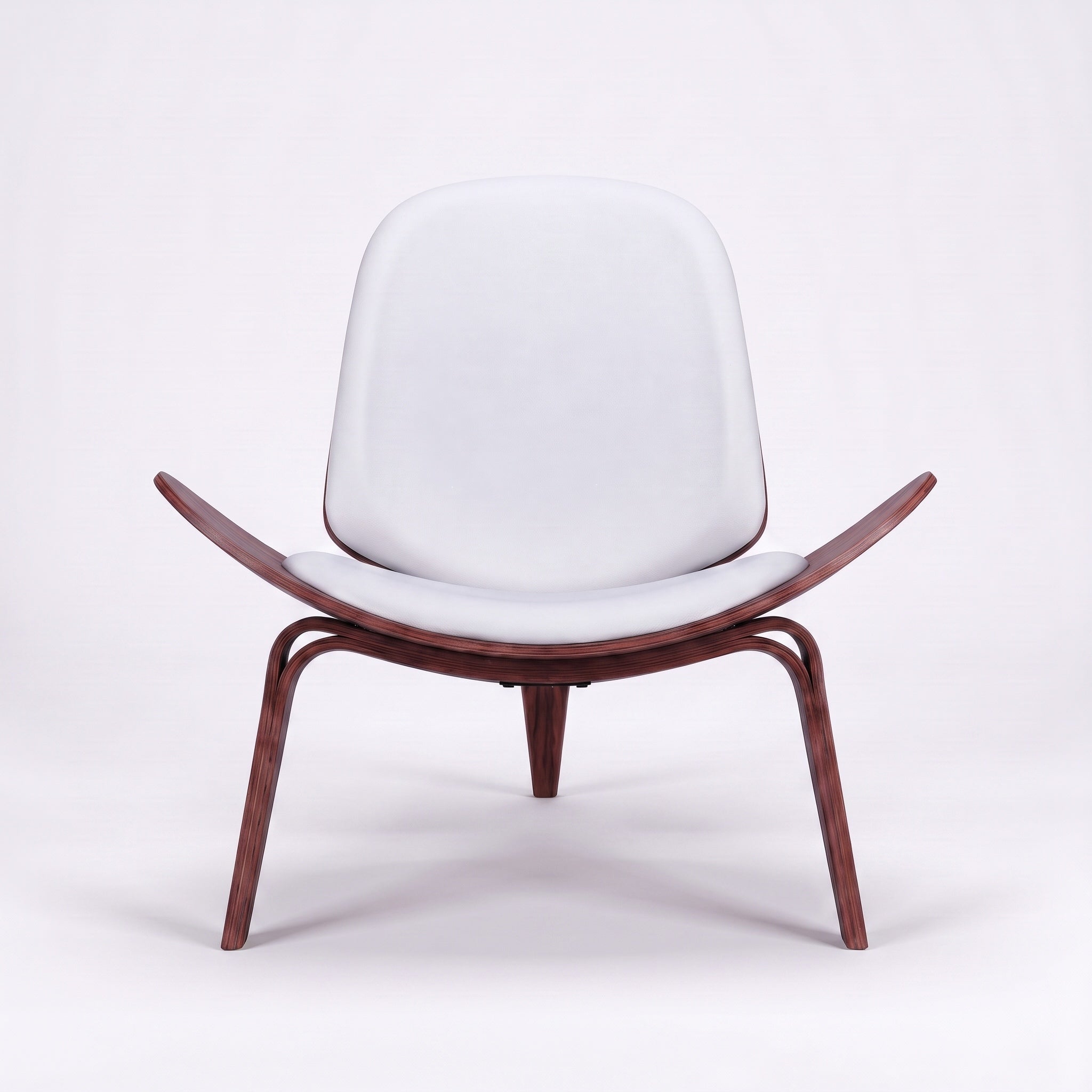 Shell Tripod Lounge Chair in Full-Grain Leather and Veneer