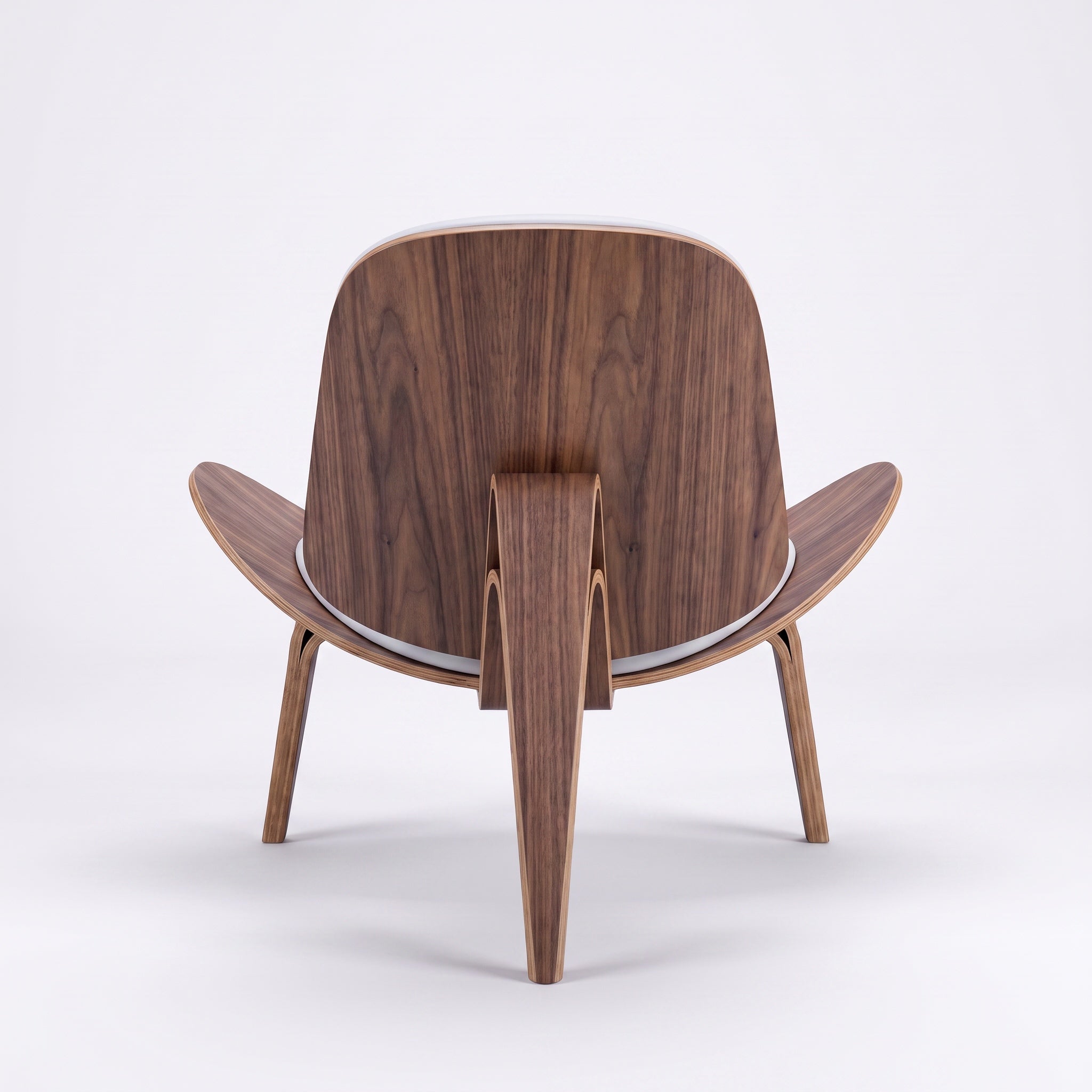 Shell Tripod Lounge Chair in Full-Grain Leather and Veneer