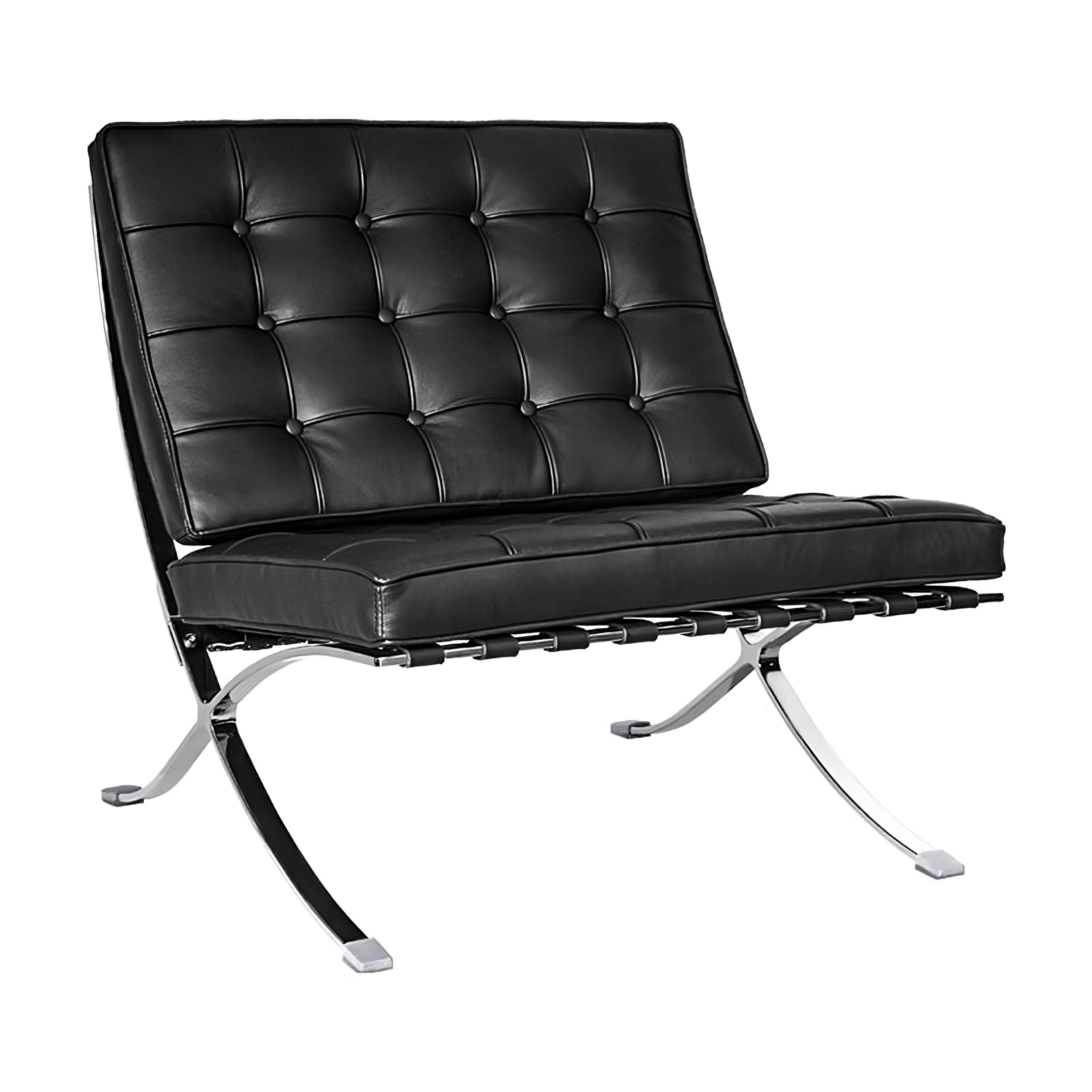 Ludwig Mies van der Rohe Barcelona Pavilion Chair and Ottoman, Full-Grain Leather and Steel